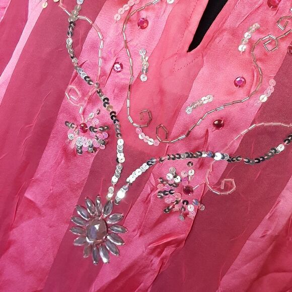 Tantrum Collection Pink Sheer with Sequins and Bling Shirt - Picture 2 of 8
